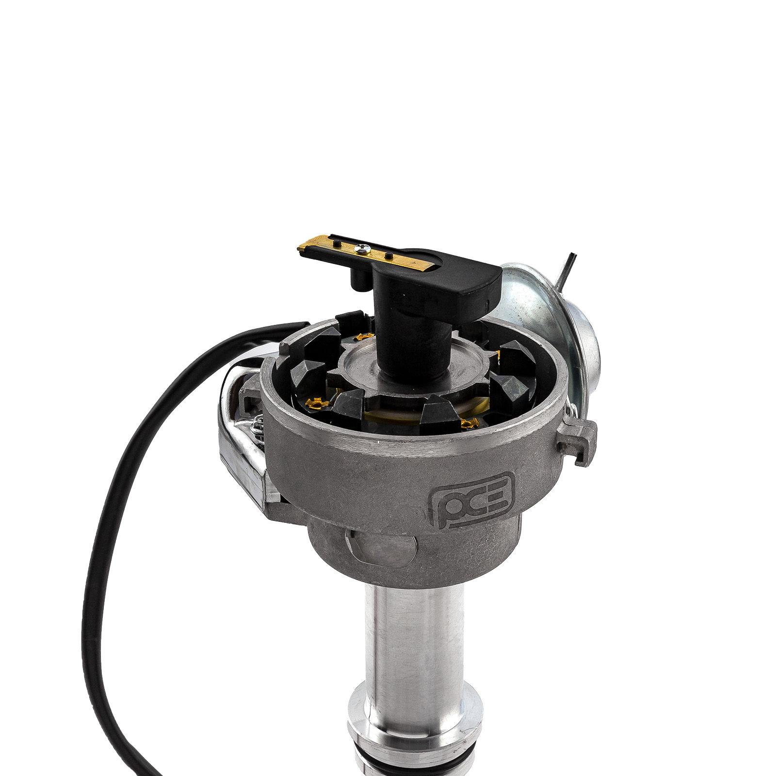 Speedmaster PCE371.1014 Male Distributor Cap For 7000 & 8000 Series - Black, Clamp-Down Style, Brass Terminals